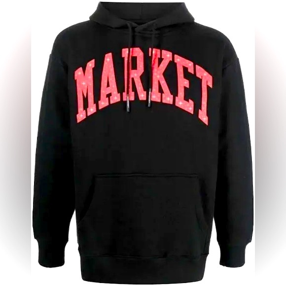 MARKET Art Puff Stars Logo Hoodie — NWT (Black/Red - M) - Picture 1 of 3